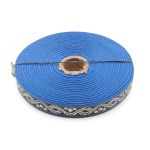 Лента (тесьма) жаккардовая 18.0 мм / 25±1 метров, с метанитом, рис. 9366, С1856Г17 синий/желтый