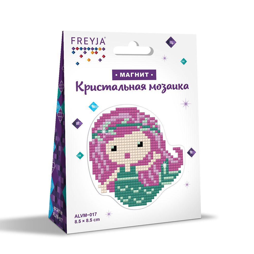 Алмазная (кристальная) мозаика Фрея, магнит Русалочка, 8,5х8,5 см