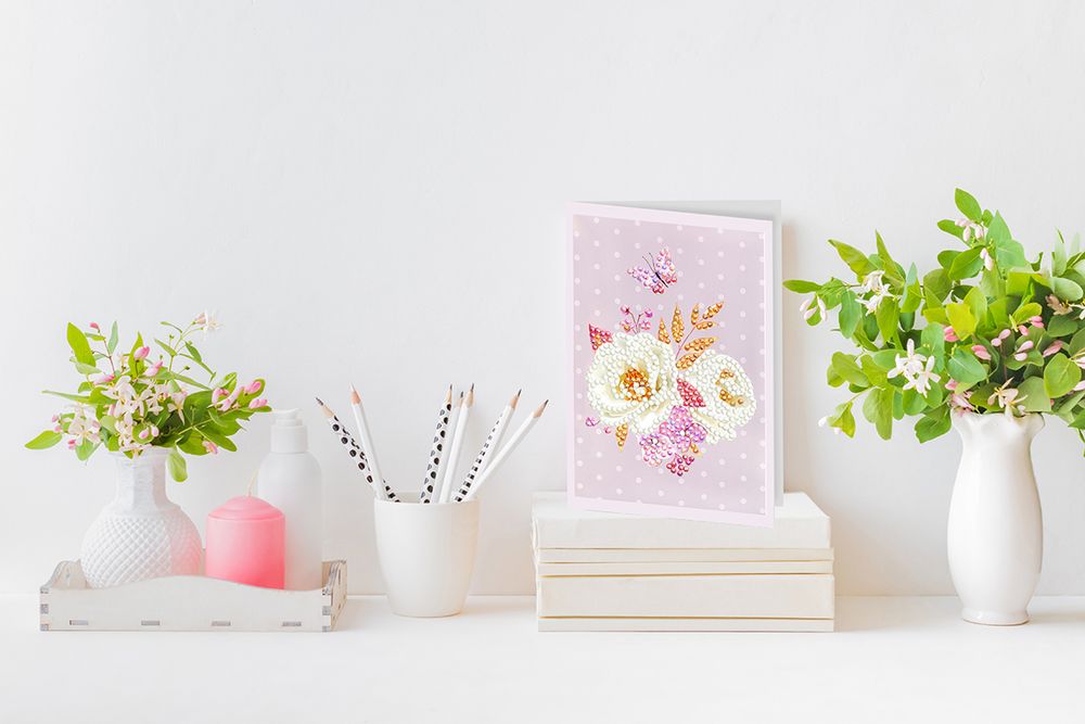 Алмазная (кристальная) мозаика Фрея, открытка Цветочное настроение, 14.8х10.5 см