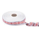 Лента (тесьма) жаккардовая 24.0 мм / 25±1 метров, Орнамент для северных народов, рис 9876 №2 бел/красн/синий, Gamma C3885