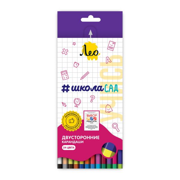 Карандаш двусторонний (набор) заточенный 8х24 цв, Лео LSDCP-12