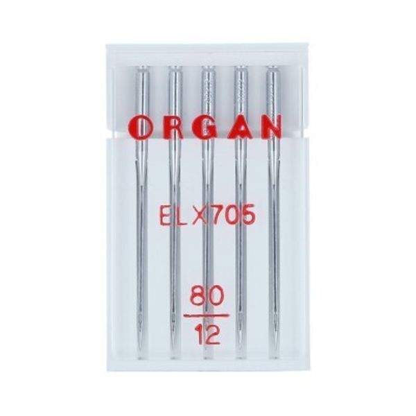 Иглы для швейных распошивальных машин ELх705, №80, 5 игл, в пенале 5486080 80, ORGAN