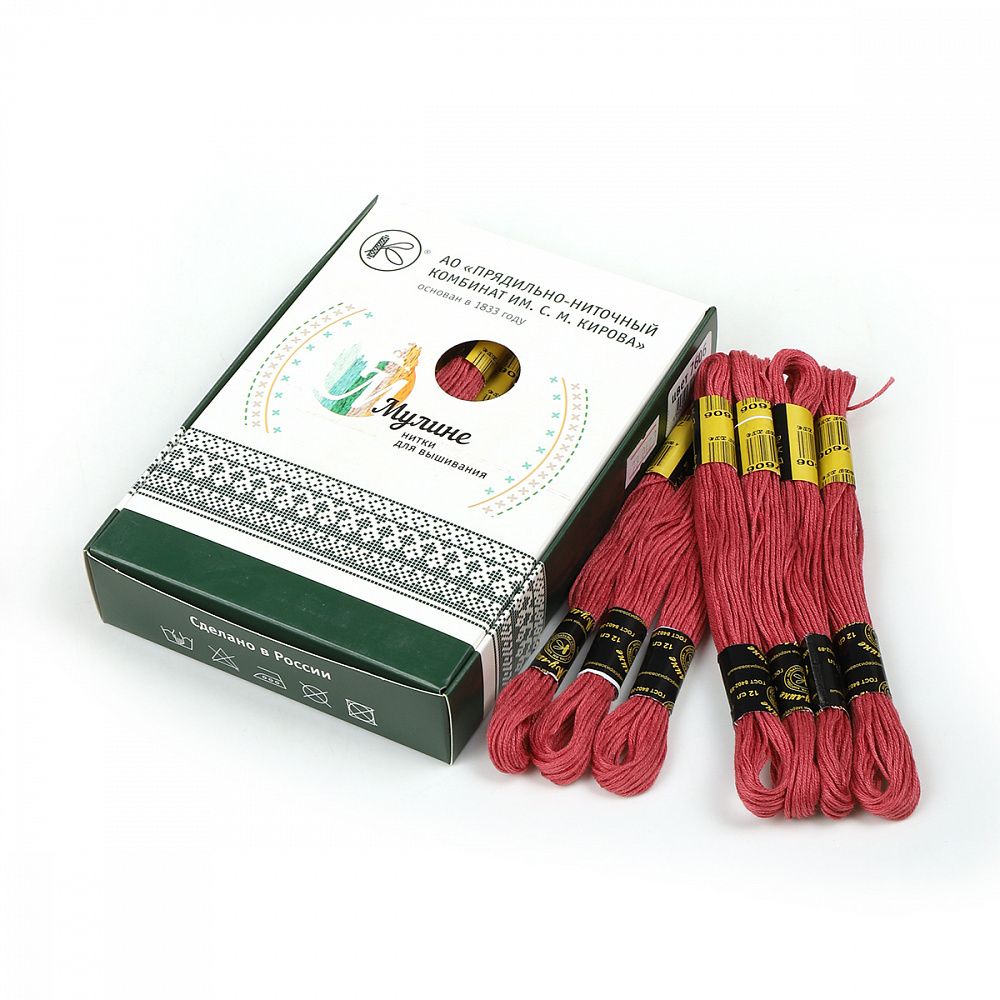 Мулине ПНК им.Кирова цв.7606 пыльная роза, 24 мотка по 8 метров