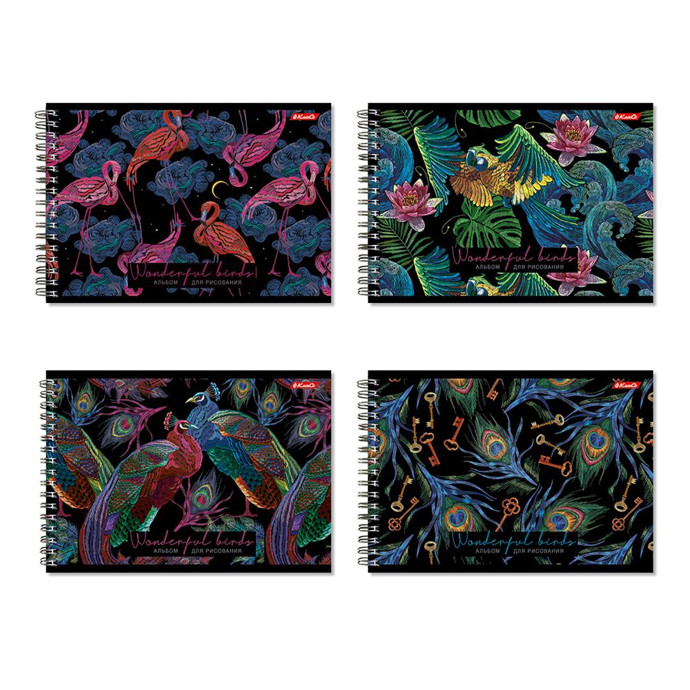 Альбом для рисования, мат. ламинация, 100 г/м², A4 на гребне, 4 шт, 40 л, Эдем 000243, Светоч 40АЛГР4_2_3_9