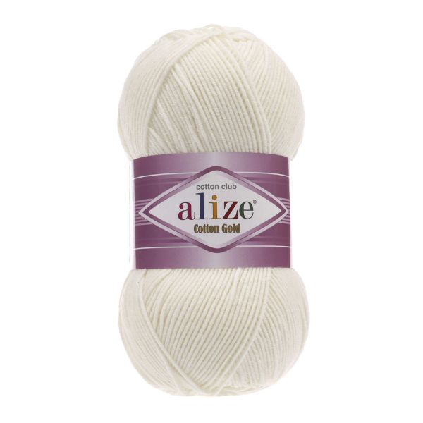 Пряжа Alize (Ализе) Cotton Gold / уп.5 мот. по 100 г, 330м, 062 молочный A
