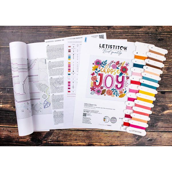 Набор для вышивания нитками LetiStitch L9913, Выбирай радость 15х14см
