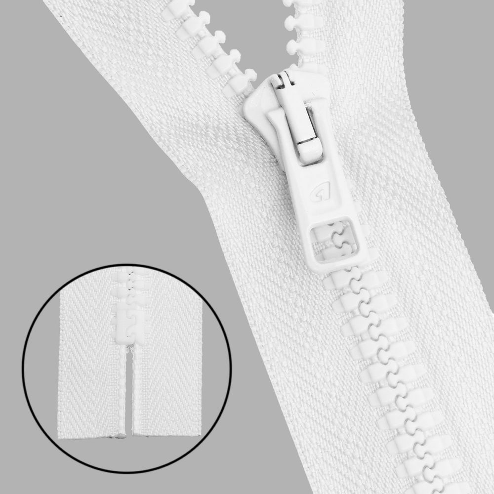 Молния трактор Arta Т6 (6 мм) 1 зам., н/раз., 18 см, цв. 001 белый, уп.10 шт