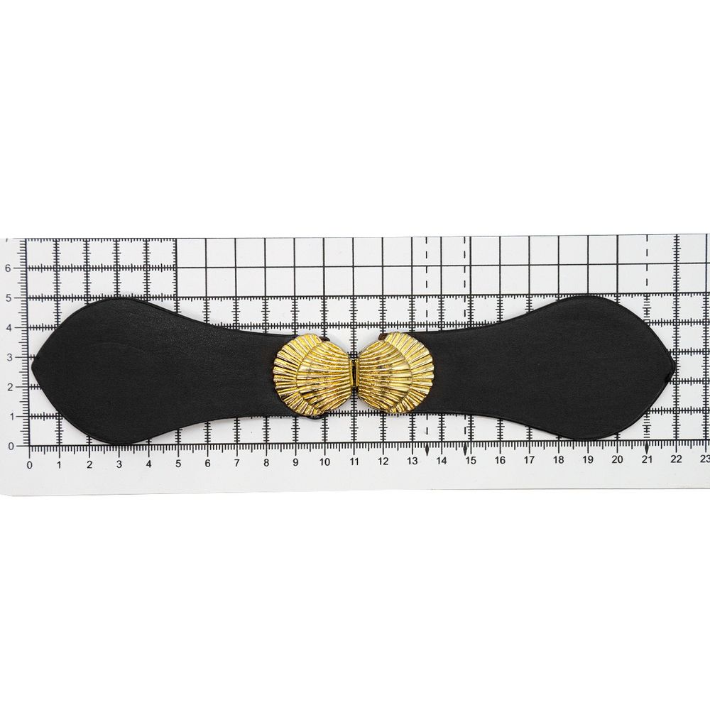 Фурнитура застежка для кардигана кожаная №5 черная 21,5см (золото), 2 шт