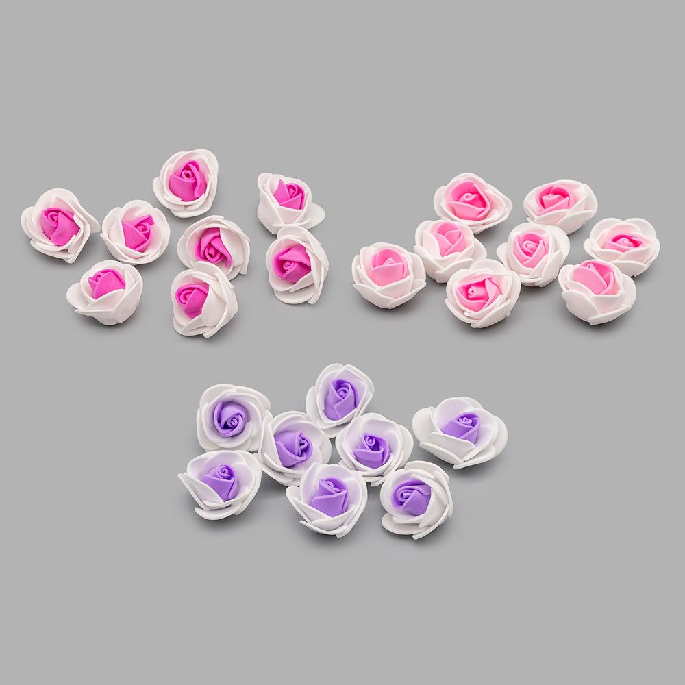 Цветочек-розочка из фоамирана 38 мм, микс №4, 3 цвета, 24 шт