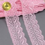 Кружево гипюр (плетёное) 65 мм, диз. 112, цв.17 розовый, уп. 9 м, Kruzhevo