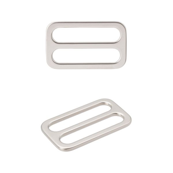 Пряжка регулировочная металл литая плоская 25.0 мм (31х19мм), никель матовый, МВ2343, 6 шт