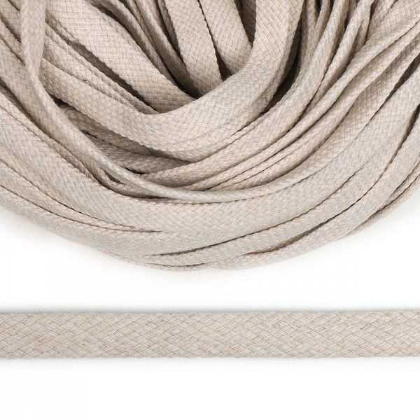 Шнур плоский х/б ⌀10.0 мм, турецкое плетение цв.103 св.бежевый уп.50 м