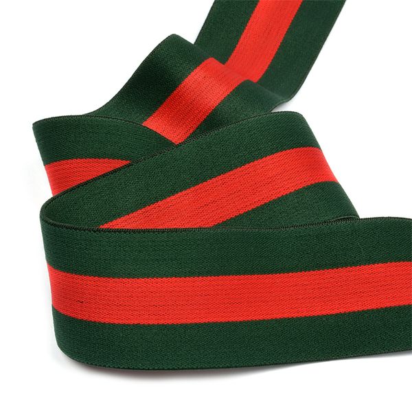 Резинка тканая 40.0 мм / 2±0.5 метра, мягкая, полоска, ET.4005 цв.зеленый/красный
