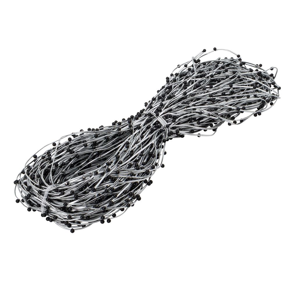 Шнур отделочный искусственная кожа с бусинами ⌀2.0 мм, / 100 метров, 10 серебро/черный