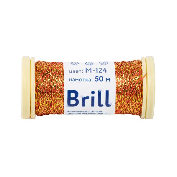 Мулине Gamma металлик M 5 мотков по 50 метров, M-124 золотистый/оранжевый, Gamma BRILL