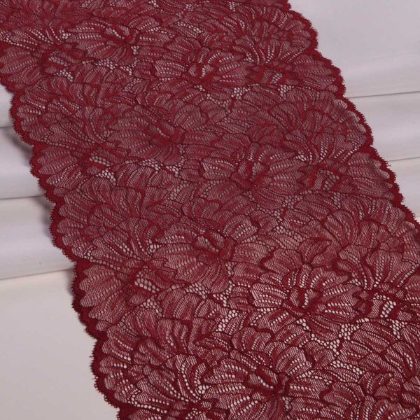 Кружево бельевое эластичное 240 мм / 13.72 м, цв. C520 т.красный