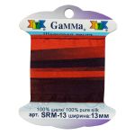 Лента (тесьма) шелковая 13.0 мм / 9.1±0.5 метров, M120 красный/т.бордовый, Gamma SRM-13
