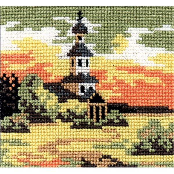 Набор для вышивания нитками РС Студия, Пейзаж в овале 15х13 см