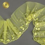 Кружево на сетке (вышитое) 135 мм, цв.желтый, правая, 6м, Kruzhevo
