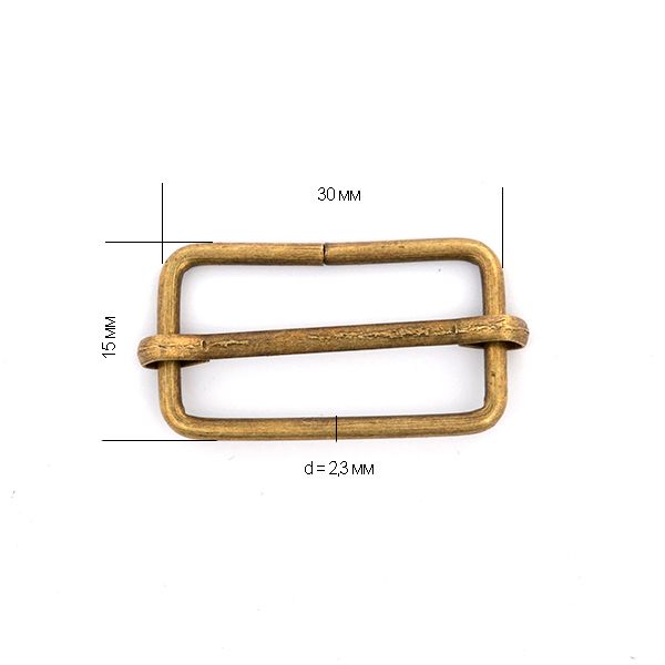 Шлевка металл 30х15х2.3 мм, TSW цв. античная бронза уп. 500 шт