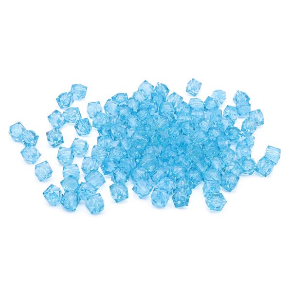 Бусины акрил ⌀10 мм, прозрач. в цвете, граненый куб, 50 г, Astra&Craft (MG.3245-12 голубой)