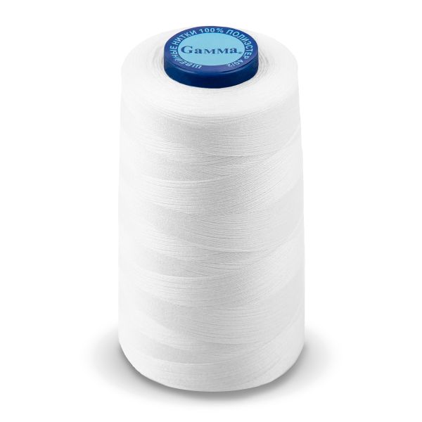Нитки универсальные Gamma 40/2, 4570 м (5000 ярд) / 1 кат., 001 белый