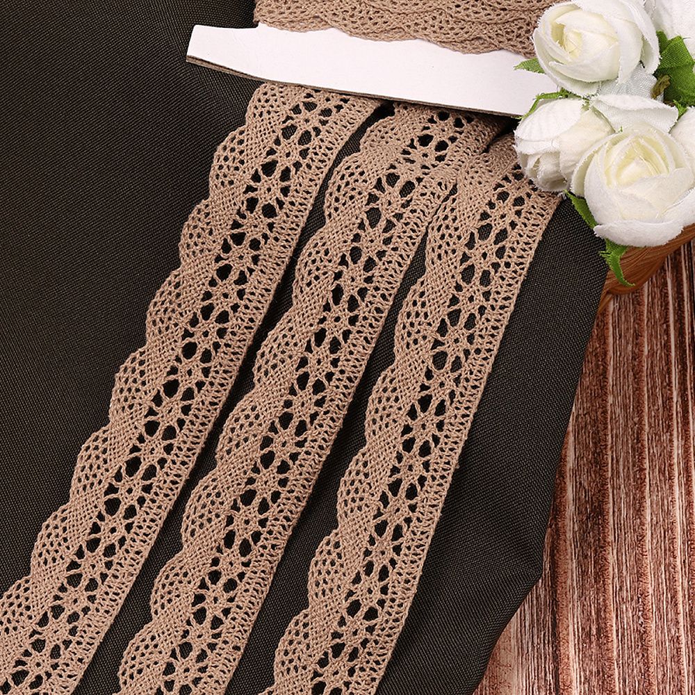 Кружево вязаное (тесьма) 27 мм / 10 метров, хлопок, TBY.1005, F294 капучино