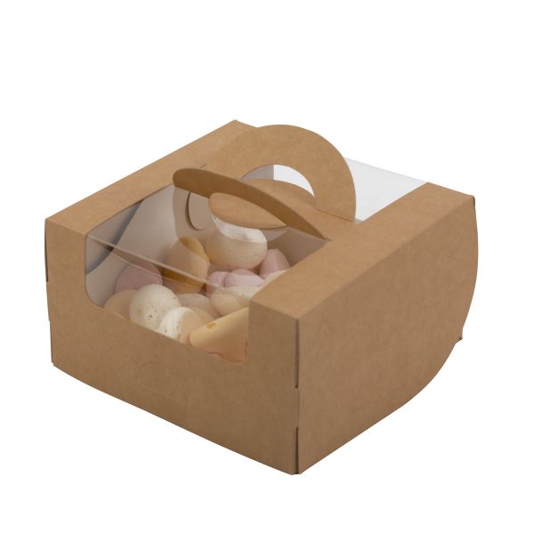 Коробка для мини-торта 14х14х8 см, крафт, S-Chief CBC-014