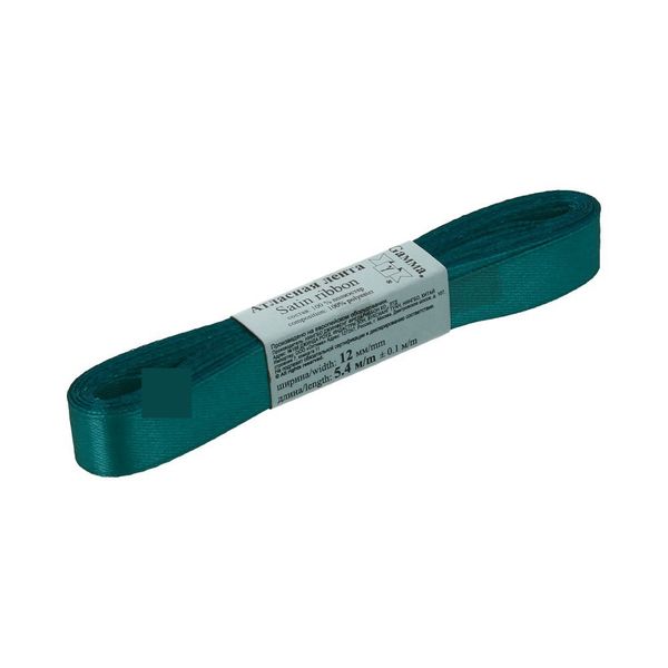 Лента атласная 1-сторонняя 12.0 мм / 10 шт по 5.4 метра, №107 т-зеленый, Gamma AL-12P