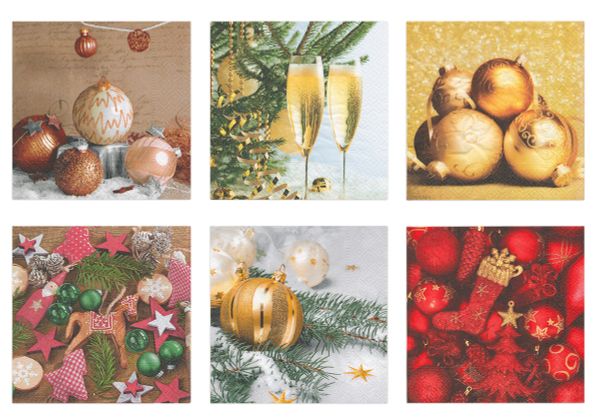 Салфетки для декупажа ассорти №0721-15, 6 шт, Сияние праздника, Love2art №0721-15