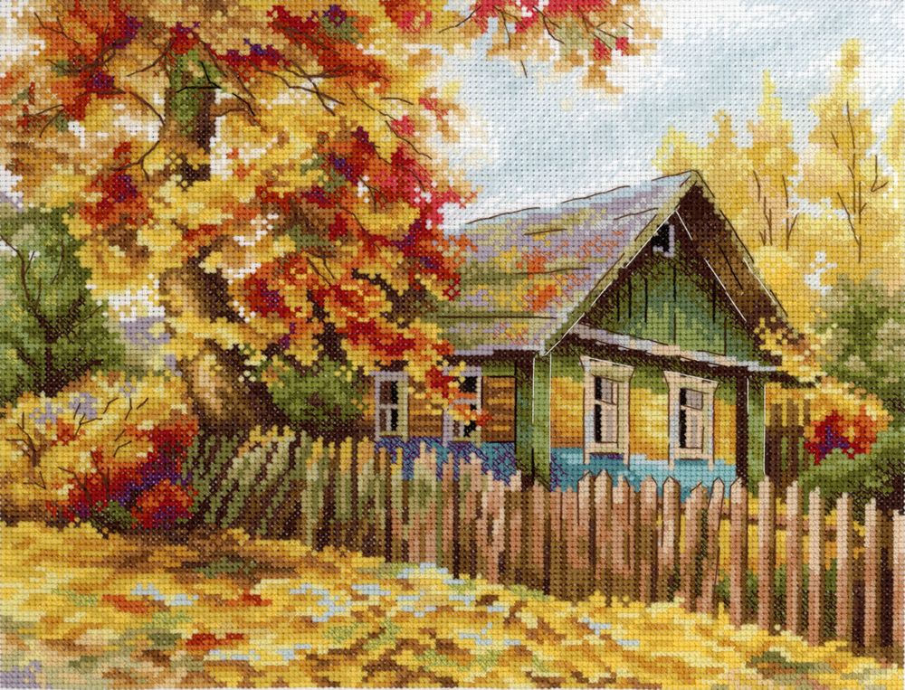 Набор для вышивания нитками МП Студия, Домик на пригорке, 40х50 см
