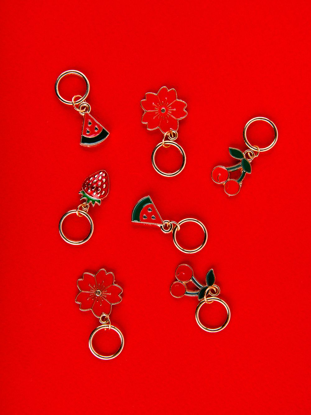 Кольца маркировочные металл, 6 шт, №02 с подвесками лето, Gamma MKK-06