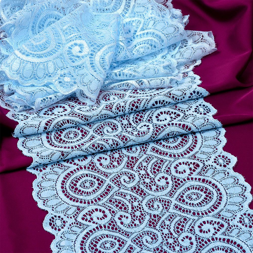 Кружево бельевое эластичное 180 мм / 3 м, TBY.L1351, цв.L3090 голубой, Kruzhevo