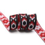 Лента (тесьма) жаккардовая 20.0 мм / 10±0.5 метров, Геометрический орнамент 20279 V1 черный/красный