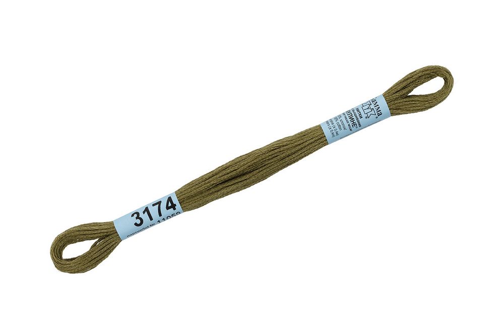 Мулине Gamma 100% хлопок, цв.3174 хаки, 24 мотка по 8 метров