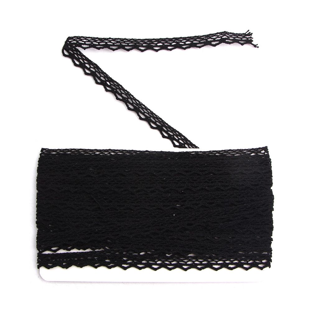 Кружево вязаное (тесьма) хлопковое 10 мм / 9.14 метров, черный