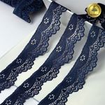 Кружево эластичное (стрейч) 35 мм, 1809, цв.S058 синий сапфир уп.50м, Kruzhevo