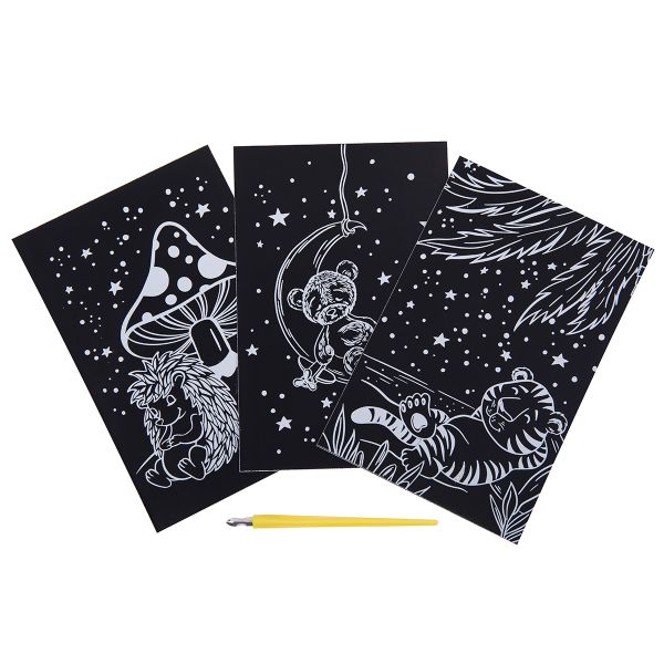 Набор для творчества Гравюра мини Спокойной ночи (серебро), 10х15 см, 1х3 шт, Hobbius GHPM-09