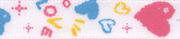 Лента атласная с рисунком 10.0 мм / 22.8±1 метра, H31/001 сердечки/белый, Gamma ALP-103