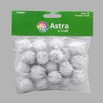 Помпоны с люрексом 25 мм, 125 шт., Астра (28 белый)