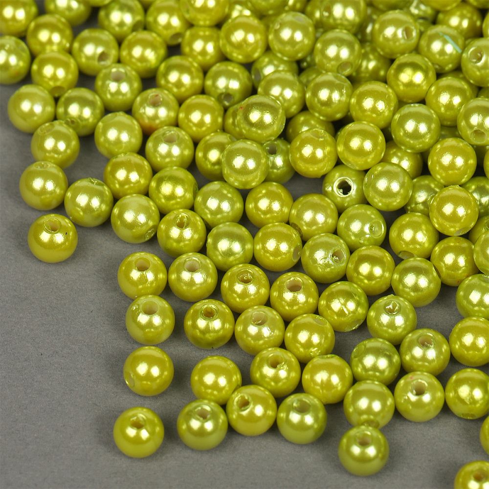 Бусины пластик (перламутр) ⌀6 мм, цв.017 салатовый, уп.500г (4838 шт), Magic4Hobby