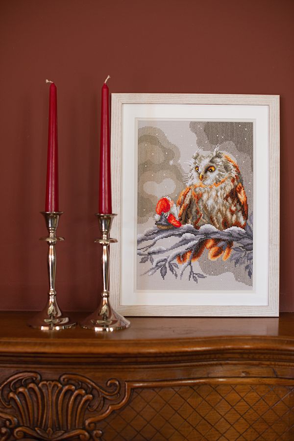Набор для вышивания нитками Vervaco, Сова и гном