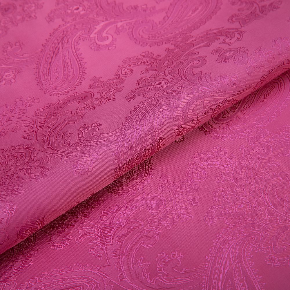 Ткань подкладочная (таффета) с рисунком 96 г/м², 500х145 см, 141 розовый (растительный орнамент), Gamma JTR