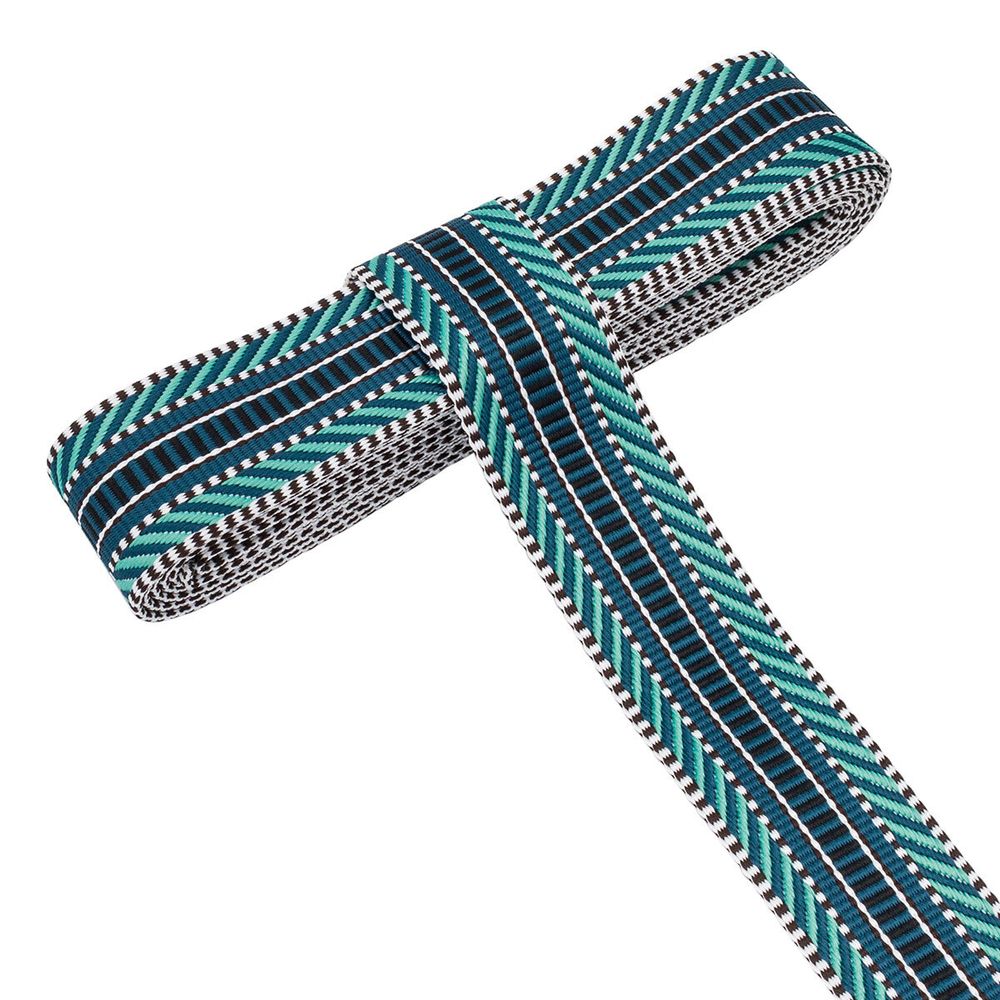 Стропа (ременная лента) 38 мм / 3 метра, [40 г/пог.м], с принтом 2-сторонняя, T0133 т.синий/бирюзовый), 3Al352