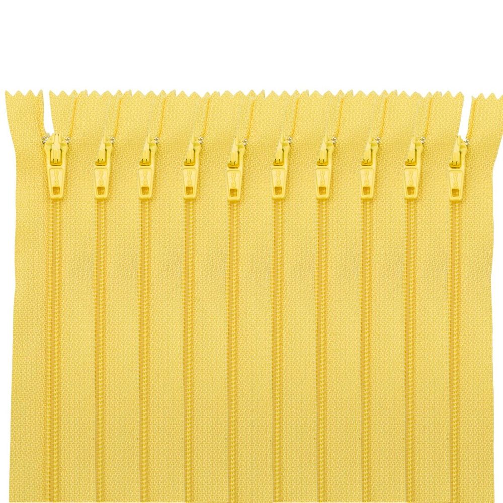 Молния спираль (витая) брючная Т3 (3 мм) 1 зам., н/раз., 20 см, автомат, яр.желт, 30113, 10 шт