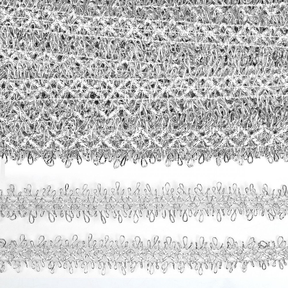 Тесьма отделочная 28 мм, 9447 цв.серебро уп.13.71м