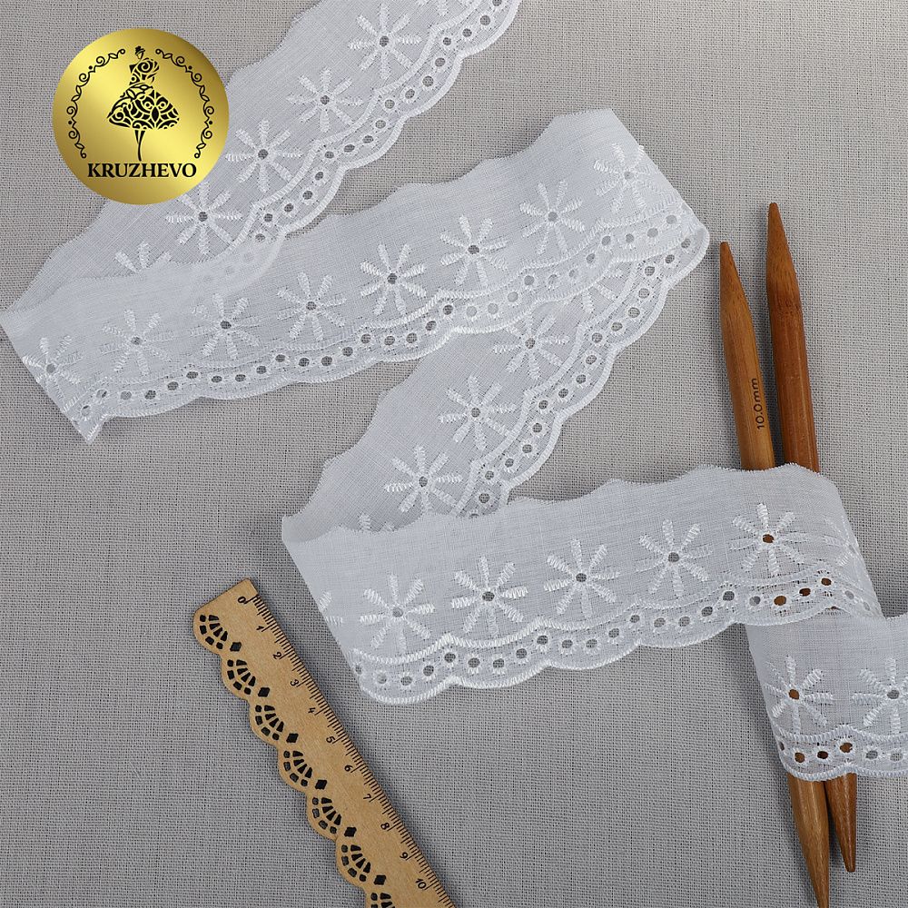 Кружево шитьё 40 мм, диз.0342, 04 сумрачно-белый, 13.71м, Kruzhevo