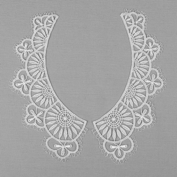 Пришивной кружевной воротник гипюр Kruzhevo 23 см, TR.24GY09 белый, уп.50 компл