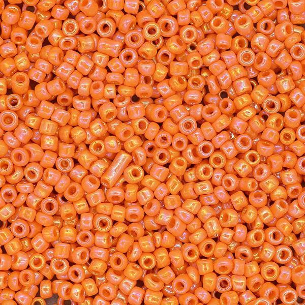 Бисер Astra&Craft 11/0 (2.1 мм), 200 г (10х20 г), цв. 410 оранжевый/непрозр.радужный