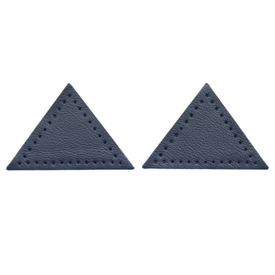 Заплатки пришивные из кожи, треугольник равнобедр., стор. 5см, с перфорацией, 2 шт, 100% кожа, 05 темно-синий, 9901